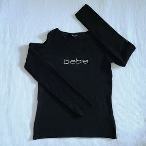 bebe Slim Fit Black🖤 Long Sleeve Cold❄ Shoulder Sweater - NWT